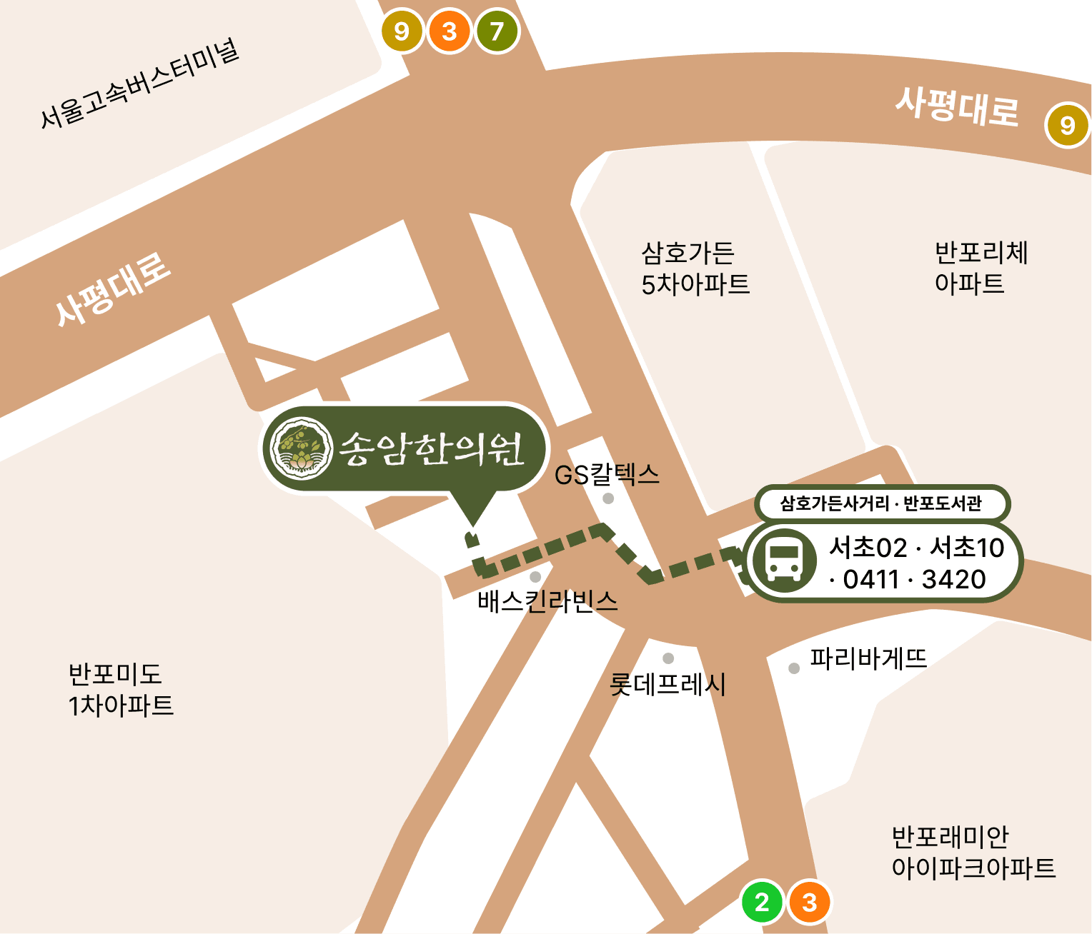 Map showing Songam Clinic location